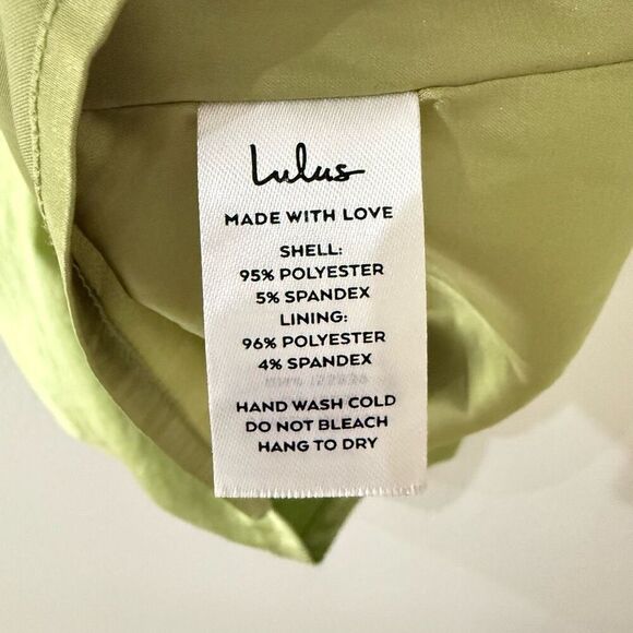 Lulu's Women's XL Captivated by Love Lime Green Satin Ruched Bodycon Mini Dress - Picture 11 of 14